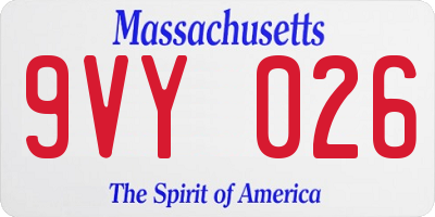MA license plate 9VY026