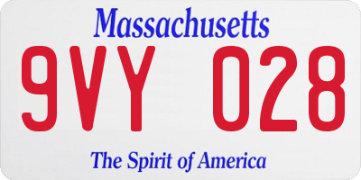 MA license plate 9VY028