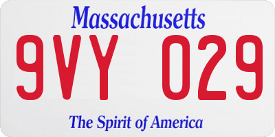 MA license plate 9VY029