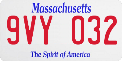 MA license plate 9VY032