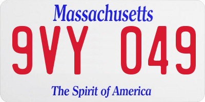 MA license plate 9VY049