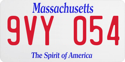 MA license plate 9VY054