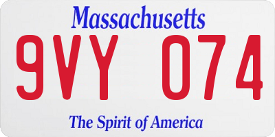 MA license plate 9VY074