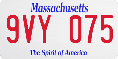 MA license plate 9VY075