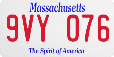 MA license plate 9VY076