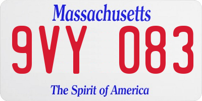 MA license plate 9VY083