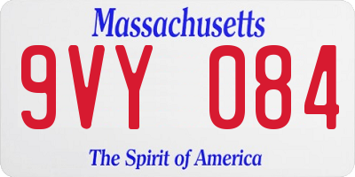 MA license plate 9VY084