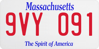MA license plate 9VY091
