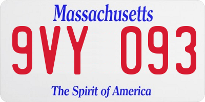 MA license plate 9VY093