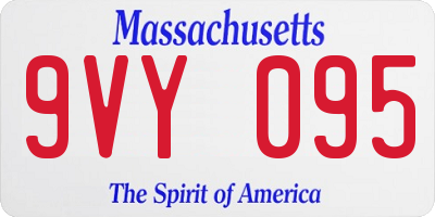 MA license plate 9VY095
