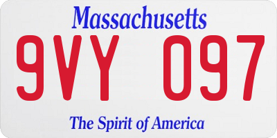MA license plate 9VY097