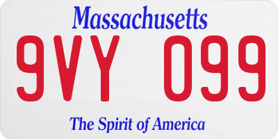 MA license plate 9VY099