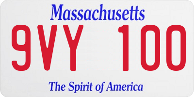 MA license plate 9VY100