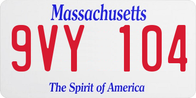 MA license plate 9VY104