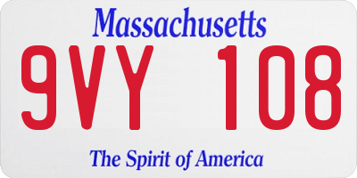 MA license plate 9VY108
