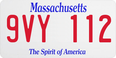 MA license plate 9VY112