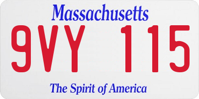 MA license plate 9VY115