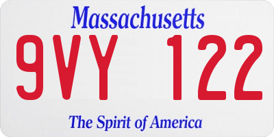 MA license plate 9VY122