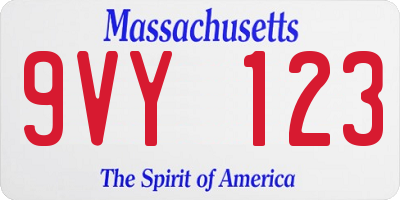 MA license plate 9VY123