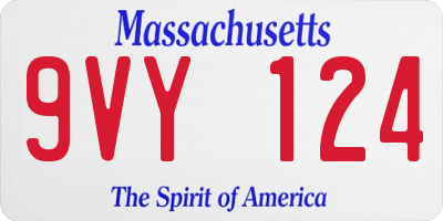 MA license plate 9VY124