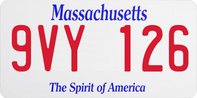 MA license plate 9VY126
