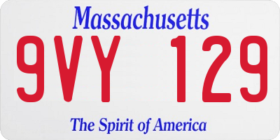 MA license plate 9VY129