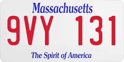MA license plate 9VY131