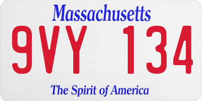 MA license plate 9VY134