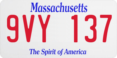 MA license plate 9VY137