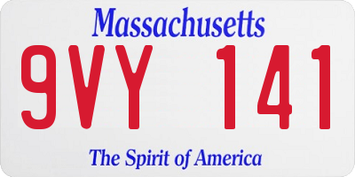 MA license plate 9VY141