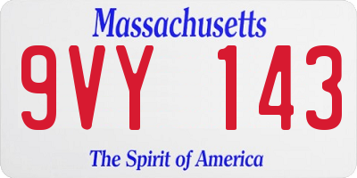 MA license plate 9VY143