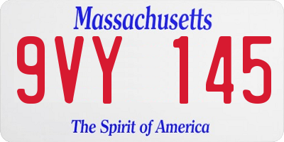 MA license plate 9VY145