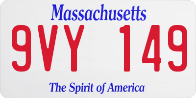 MA license plate 9VY149
