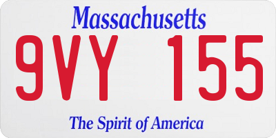 MA license plate 9VY155