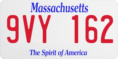 MA license plate 9VY162