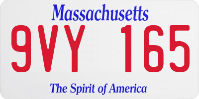 MA license plate 9VY165