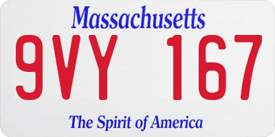 MA license plate 9VY167
