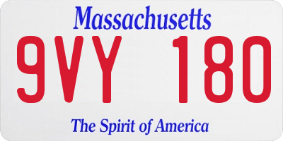 MA license plate 9VY180