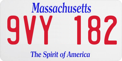 MA license plate 9VY182