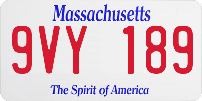 MA license plate 9VY189
