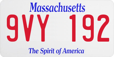 MA license plate 9VY192