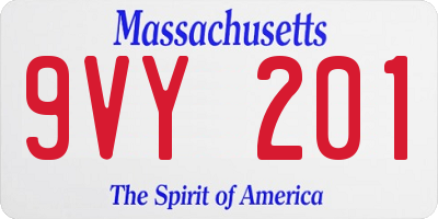 MA license plate 9VY201