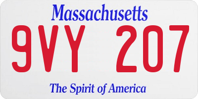 MA license plate 9VY207