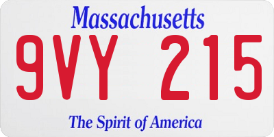 MA license plate 9VY215