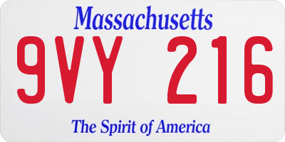 MA license plate 9VY216