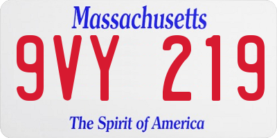 MA license plate 9VY219