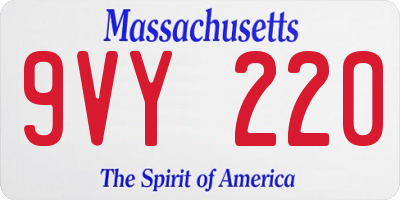 MA license plate 9VY220