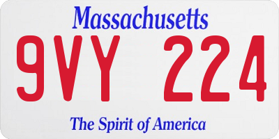 MA license plate 9VY224