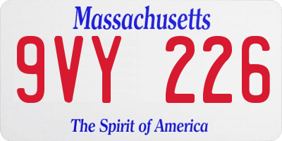 MA license plate 9VY226