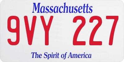 MA license plate 9VY227
